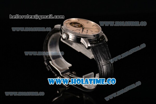 Vacheron Constantin Patrimony Swiss Tourbillon Manual Winding Steel Case with Beige Dial Black Alligator Strap and Stick Markers - Click Image to Close